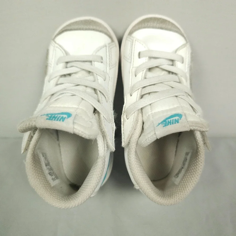 Nike Blazer Mid 77 Shoes TD Size 8C Toddler White Dusty Cactus Aqua Leather Mid